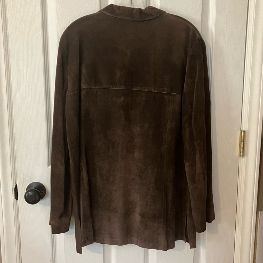 Liz Claiborne Collection Brown Suede Shirt Jacket Sz L - Picture 9 of 9
